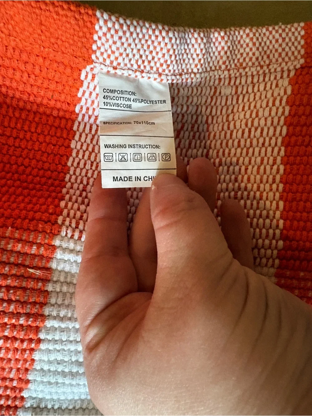 Striped Picnic Rug - Orange & White Plaid